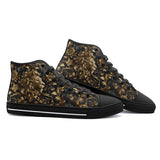 High-Top Canvas Shoes Gold Lion with Flowers