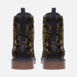 Leather Boots Gold Lion with Flowers