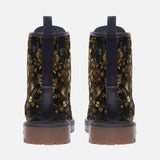 Leather Boots Gold Lion with Flowers