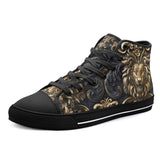 High-Top Canvas Shoes Dark Bronze Engraved Lion