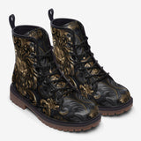 Leather Boots Dark Bronze Engraved Lion
