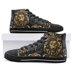 High-Top Canvas Shoes Dark Bronze Engraved Lion