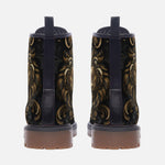 Leather Boots Dark Bronze Engraved Lion