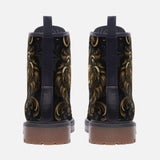 Leather Boots Dark Bronze Engraved Lion