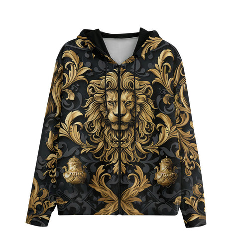 Men's Zip Up Hoodie Golden Lion Victorian Style