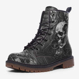 Leather Boots Surreal Robot Skull with Gears