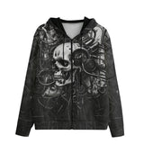 Men's Zip Up Hoodie Surreal Robot Skull with Gears