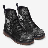 Leather Boots Surreal Robot Skull with Gears