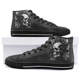 High-Top Canvas Shoes Surreal Robot Skull with Gears