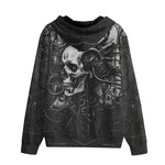 Men's Zip Up Hoodie Surreal Robot Skull with Gears