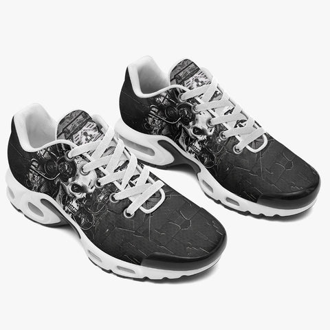 Air Cushion Sneakers Surreal Robot Skull with Gears