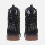 Leather Boots Surreal Robot Skull with Gears