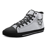 High-Top Canvas Shoes Modern White Skull with Smoke