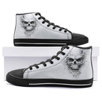 High-Top Canvas Shoes Modern White Skull with Smoke