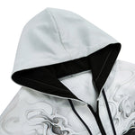 Men's Zip Up Hoodie Modern White Skull with Smoke