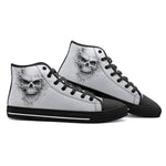 High-Top Canvas Shoes Modern White Skull with Smoke