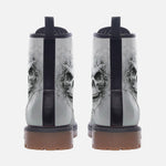 Leather Boots Modern White Skull with Smoke