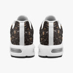 Air Cushion Sneakers Gold and Brown Skulls Art