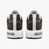 Air Cushion Sneakers Gold and Brown Skulls Art