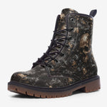 Leather Boots Gold and Brown Skulls Art