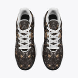 Air Cushion Sneakers Gold and Brown Skulls Art