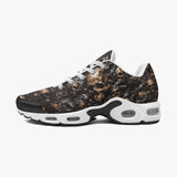 Air Cushion Sneakers Gold and Brown Skulls Art