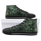 High-Top Canvas Shoes Green Camo Grungy Skull