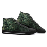 High-Top Canvas Shoes Green Camo Grungy Skull