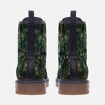 Leather Boots Green Camo Grungy Skull
