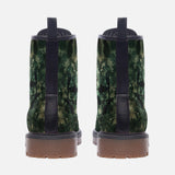 Leather Boots Green Camo Grungy Skull