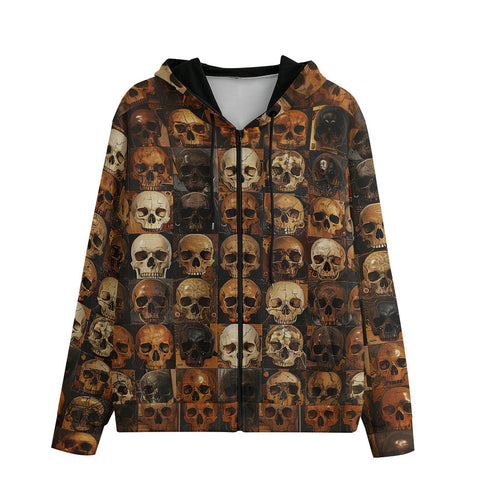 Men's Zip Up Hoodie Skulls Mosaic Collage