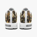 Air Cushion Sneakers Brown and Black Skulls Art