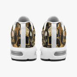 Air Cushion Sneakers Brown and Black Skulls Art