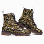 Leather Boots Skulls in Brown and Black Art
