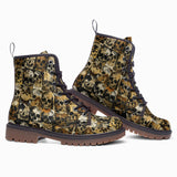 Leather Boots Skulls in Brown and Black Art