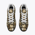 Air Cushion Sneakers Brown and Black Skulls Art