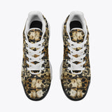 Air Cushion Sneakers Brown and Black Skulls Art
