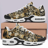 Air Cushion Sneakers Brown and Black Skulls Art