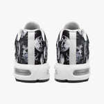 Air Cushion Sneakers Black and White Skulls Art