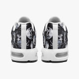 Air Cushion Sneakers Black and White Skulls Art