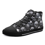 High-Top Canvas Shoes Black and White Skulls Art