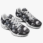 Air Cushion Sneakers Black and White Skulls Art