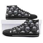 High-Top Canvas Shoes Black and White Skulls Art