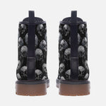 Leather Boots Black and White Skulls Art