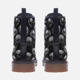 Leather Boots Black and White Skulls Art