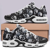 Air Cushion Sneakers Black and White Skulls Art