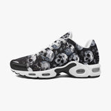Air Cushion Sneakers Black and White Skulls Art