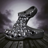 Classic Clogs Black and White Skulls Art