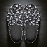 Classic Clogs Black and White Skulls Art