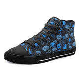 High-Top Canvas Shoes Blue Skulls Collage